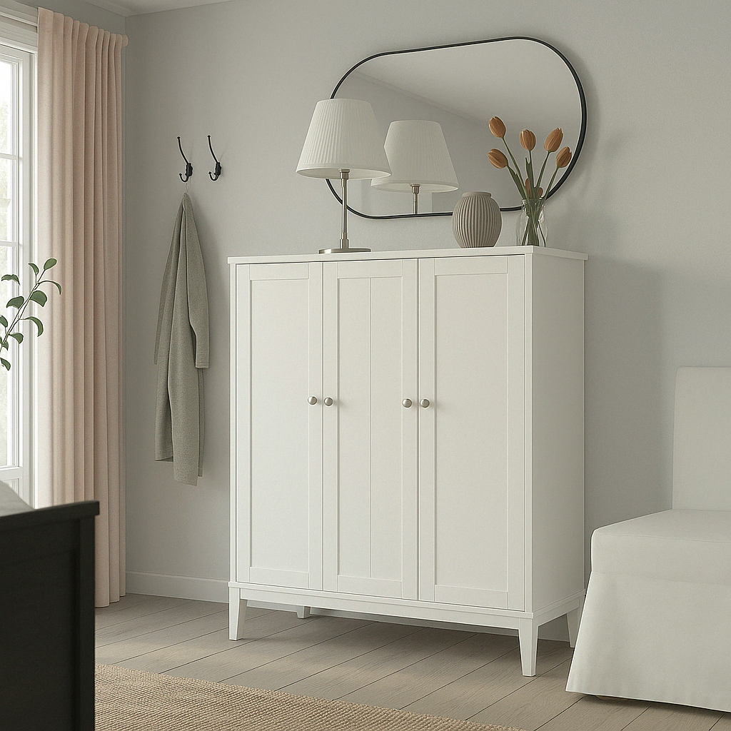 Bahut élégante en bois   avec miroir ovale