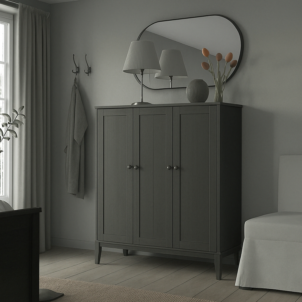 Bahut élégante en bois   avec miroir ovale
