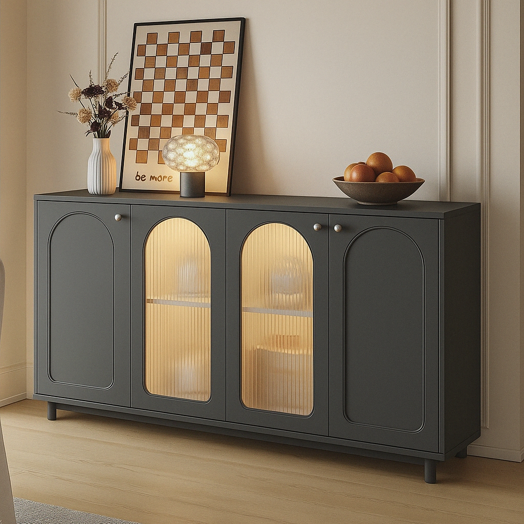 buffet au design élégant avec portes vitrées
