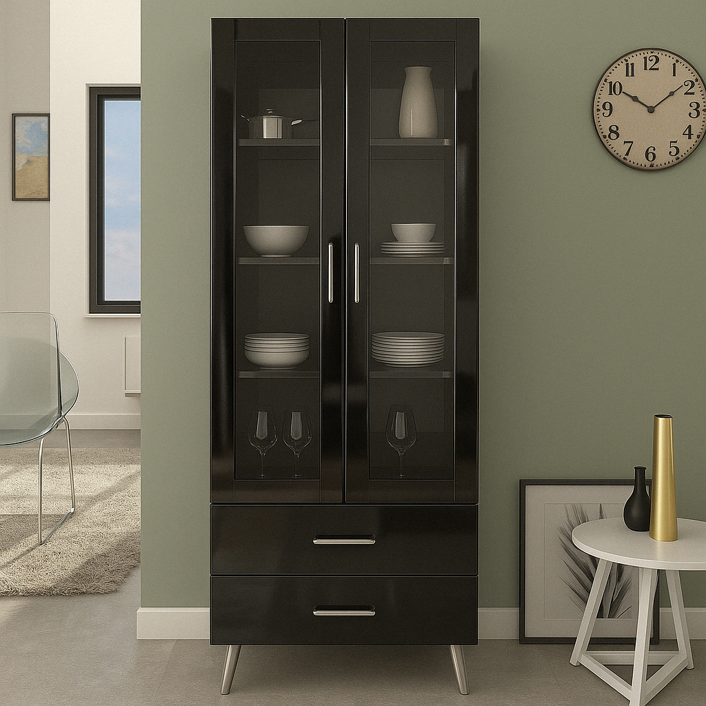 Buffet vitré moderne sur pieds