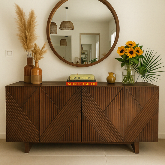 Buffet avec motifs géométriques avec Miroir Rond