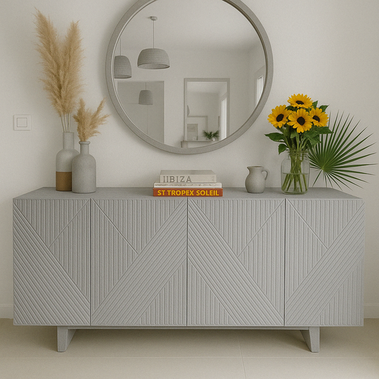 Buffet avec motifs géométriques avec Miroir Rond