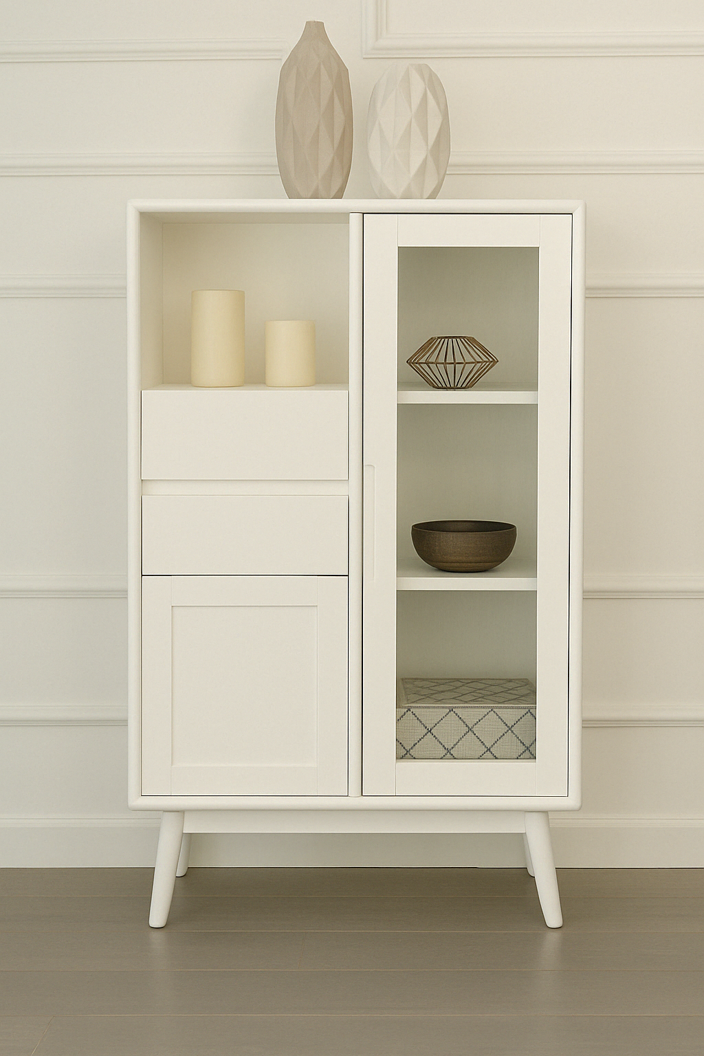 Buffet en bois avec vitrine élégante