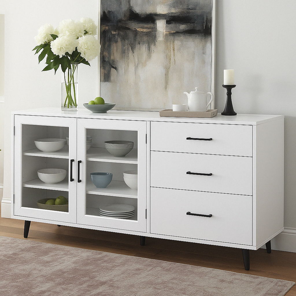 Buffet moderne avec portes vitrées