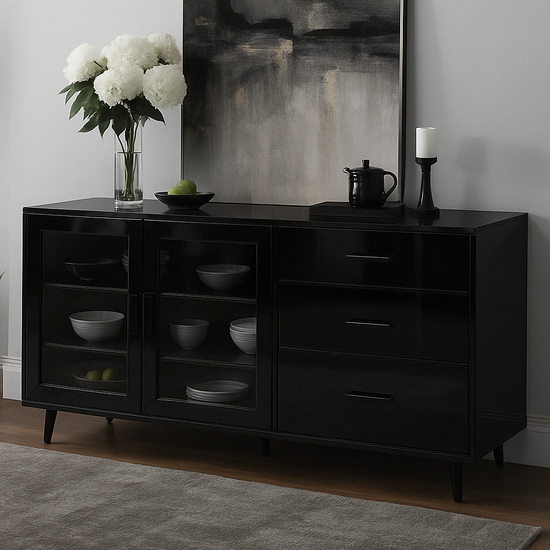 Buffet moderne avec portes vitrées