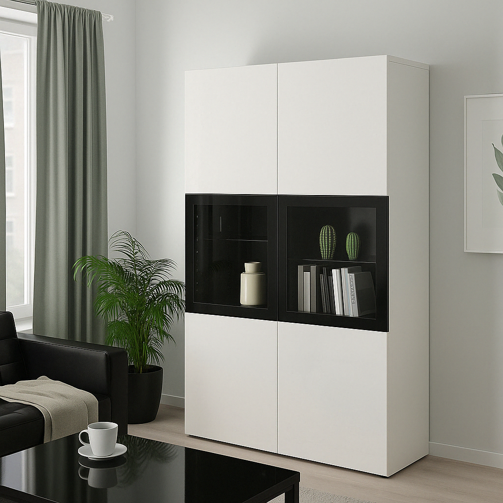 Buffet moderne avec vitrine intégrée