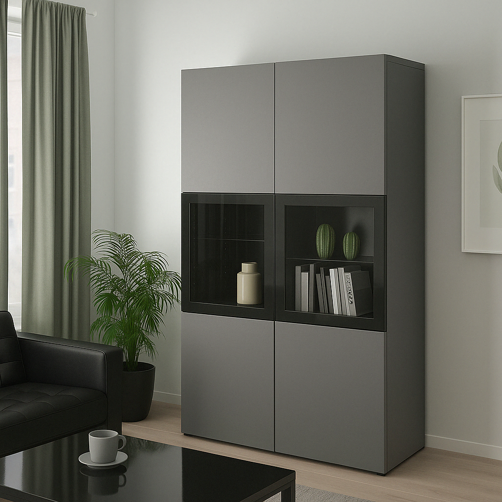 Buffet moderne avec vitrine intégrée
