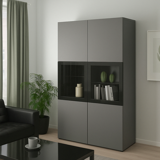 Buffet moderne avec vitrine intégrée