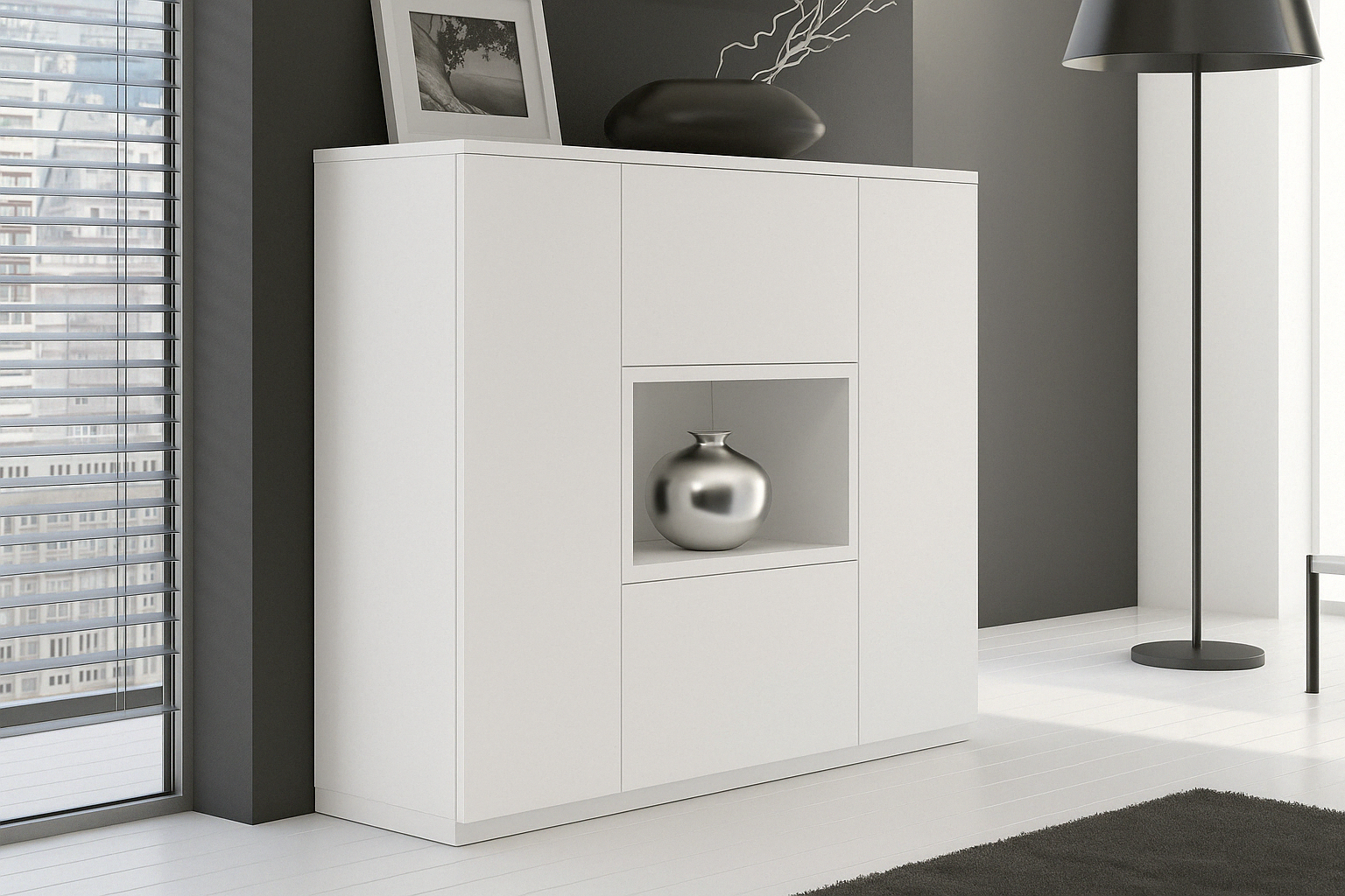 Buffet moderne en bois avec niche centrale