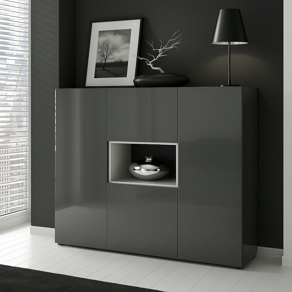 Buffet moderne en bois avec niche centrale