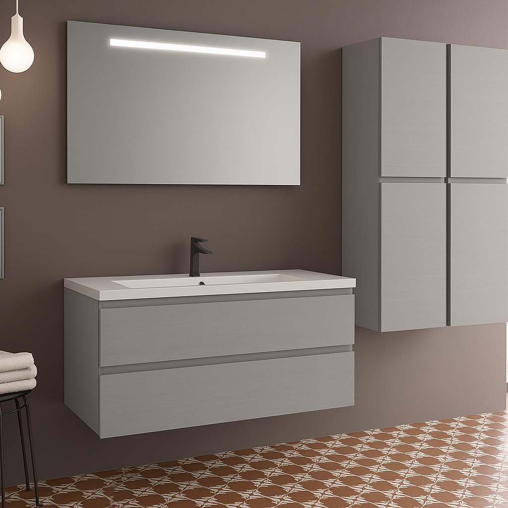 Ensemble Meuble Vasque Miroir et 2 Colonnes