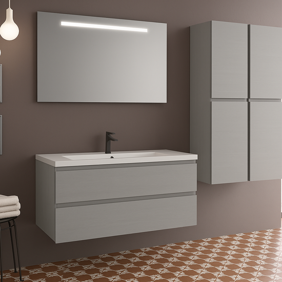 Ensemble Meuble Vasque Miroir et 2 Colonnes