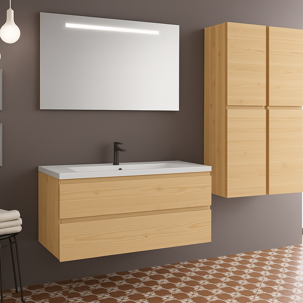 Ensemble Meuble Vasque Miroir et 2 Colonnes