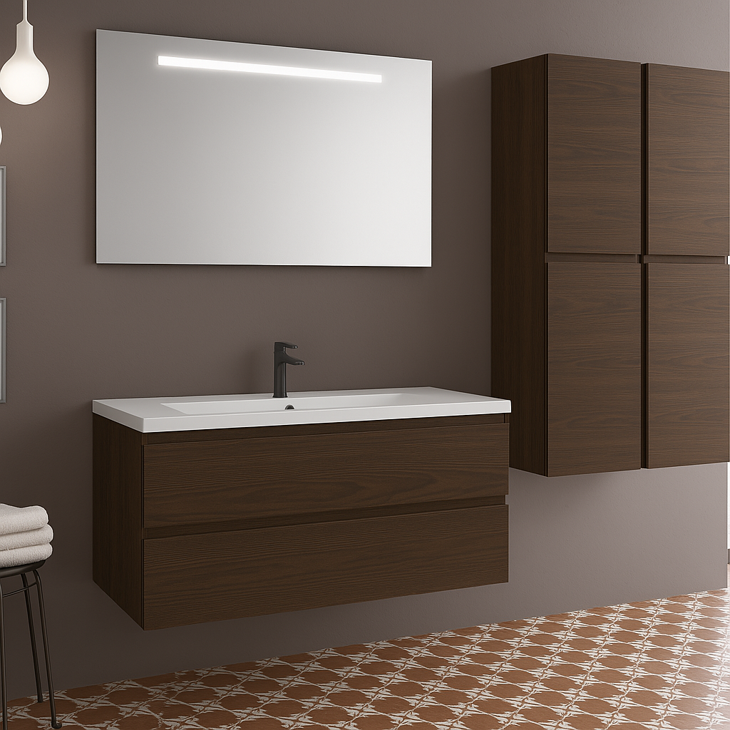 Ensemble Meuble Vasque Miroir et 2 Colonnes