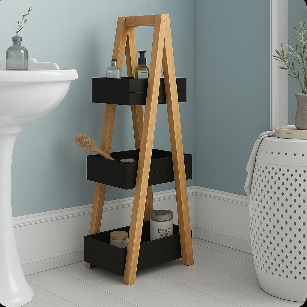 Étagère Échelle Bois Blanc Moderne