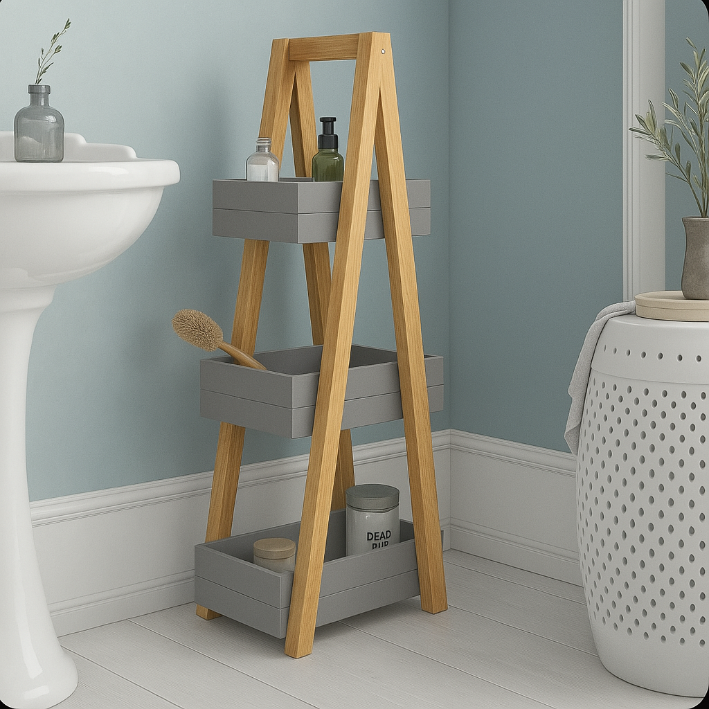 Étagère Échelle Bois Blanc Moderne