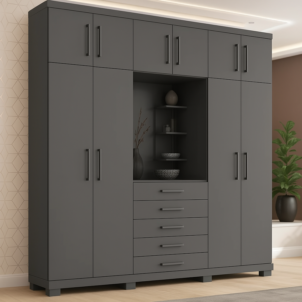 Armoire  04 Portes avec commode 04 tiroirs intégrés