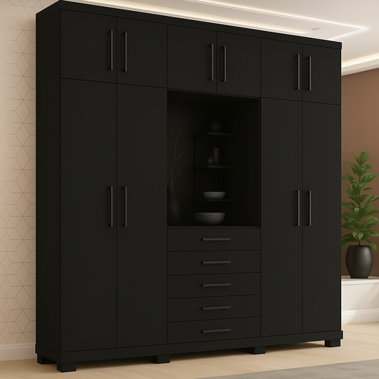 Armoire  04 Portes avec commode 04 tiroirs intégrés