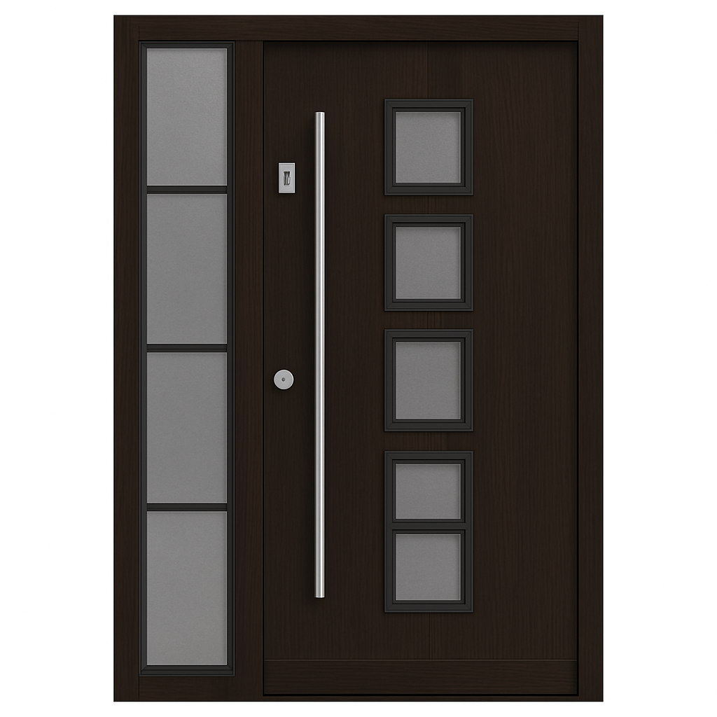 Portail Moderne en Bois avec Vitrage