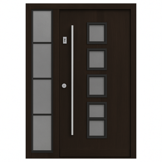 Portail Moderne en Bois avec Vitrage