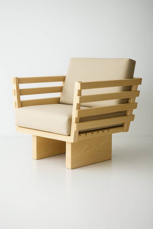 Fauteuil moderne en bois avec coussin
