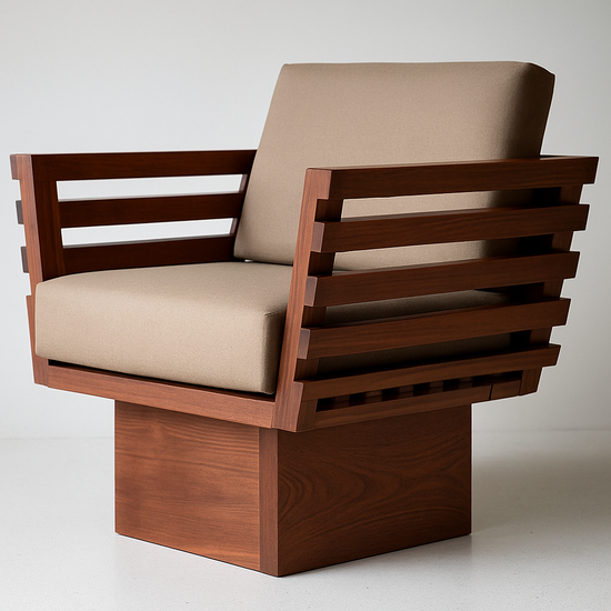 Fauteuil moderne en bois avec coussin