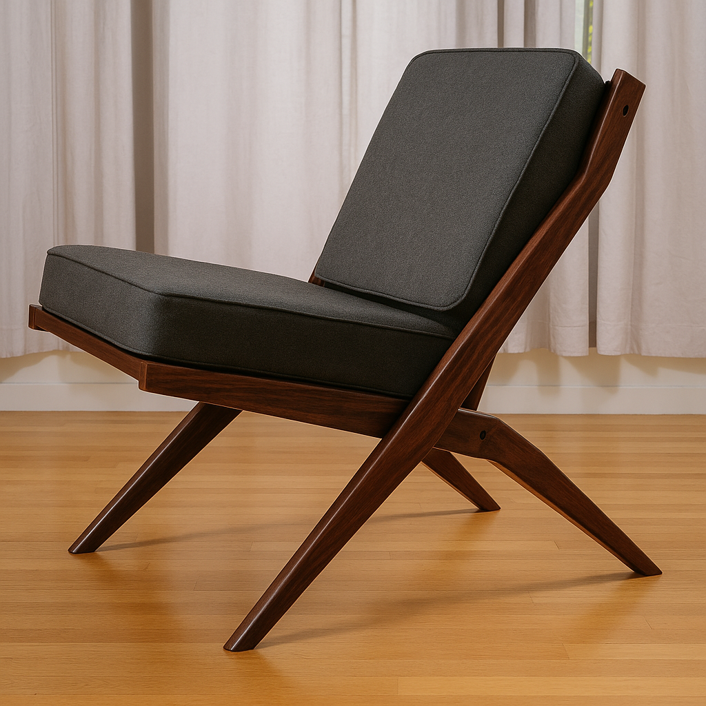 Chaise moderne en bois et tissu gris