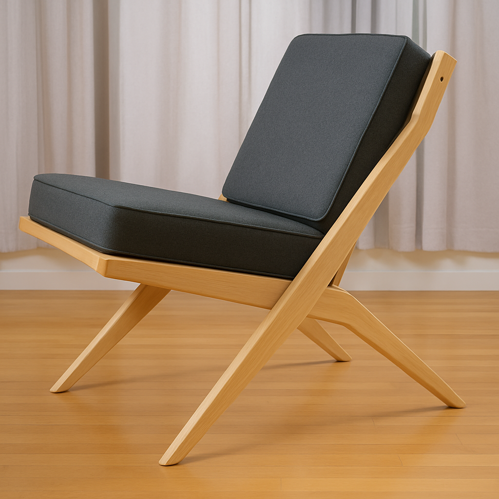 Chaise moderne en bois et tissu gris