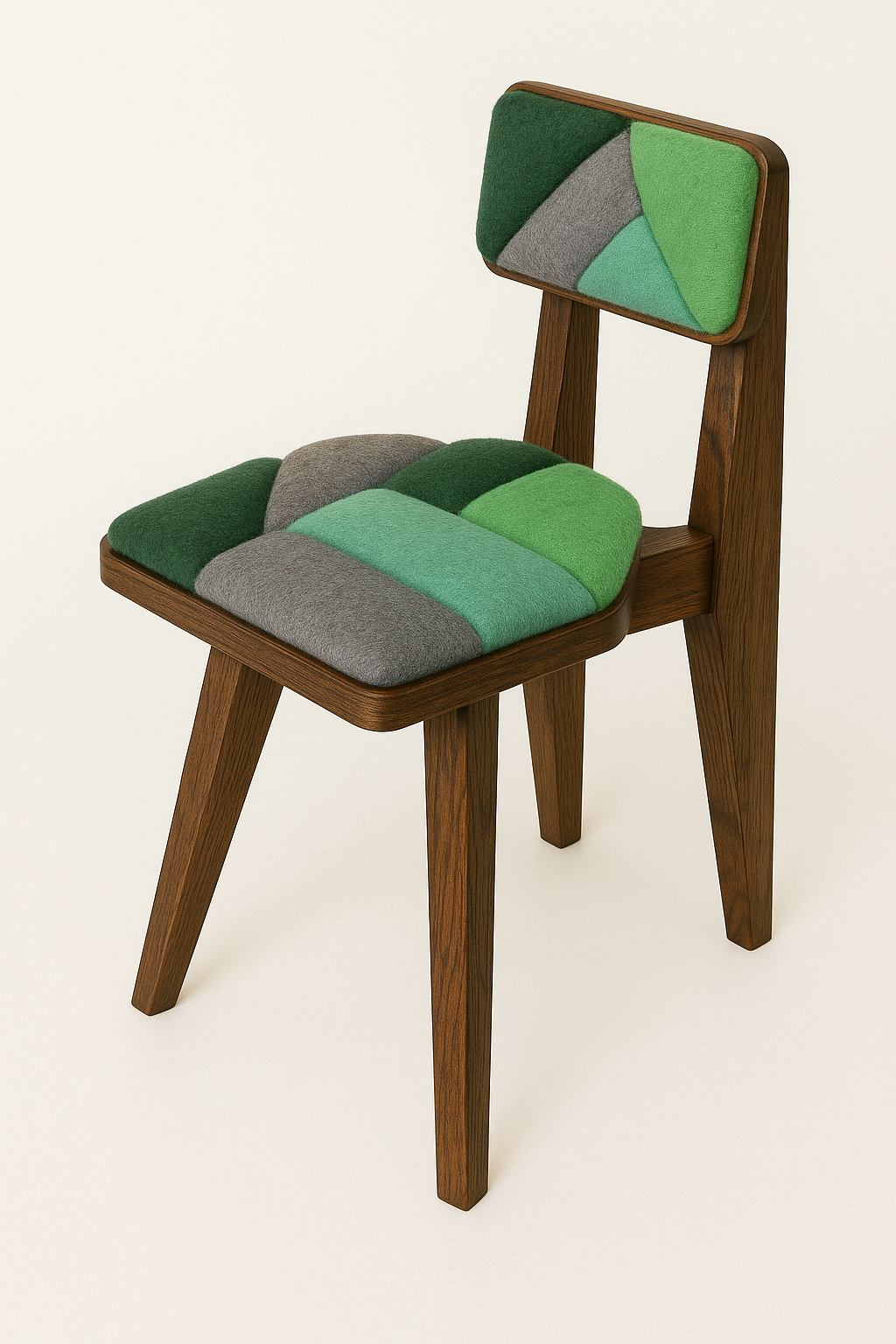 Chaise moderne en bois et tissu coloré