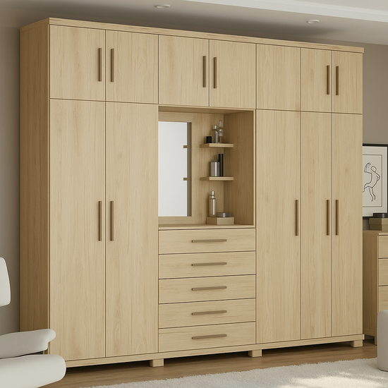 Armoire  04 Portes avec commode 04 tiroirs intégrés