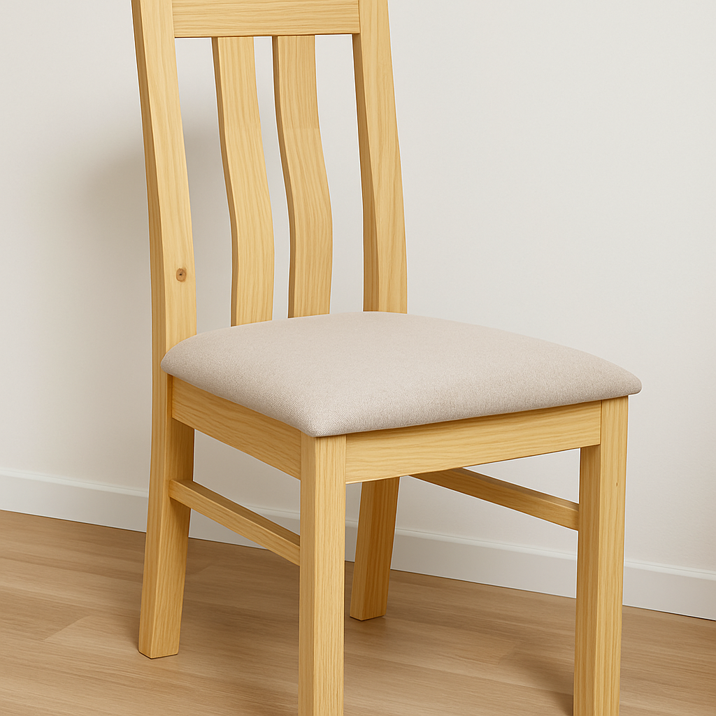 Chaise en bois élégante avec assise rembourrée beige