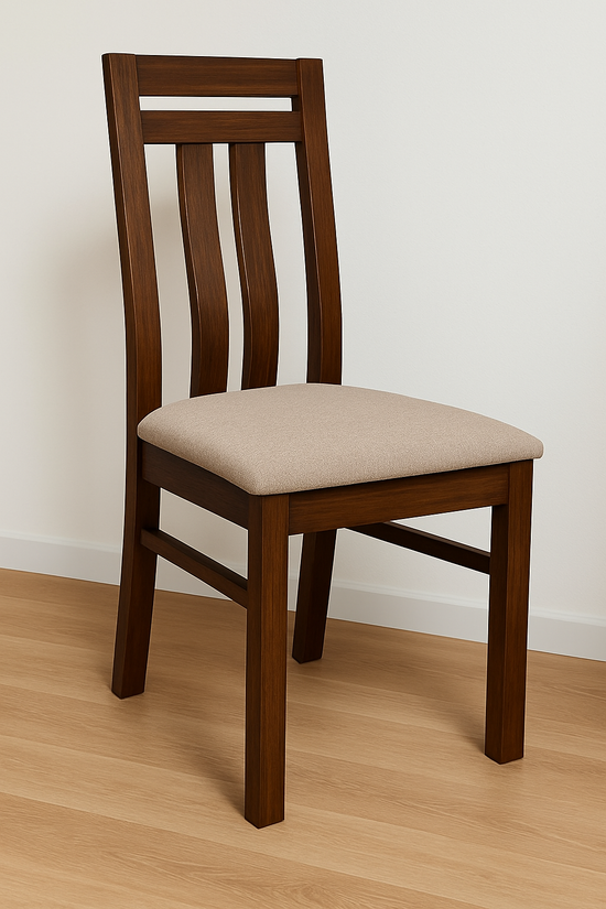 Chaise en bois élégante avec assise rembourrée beige