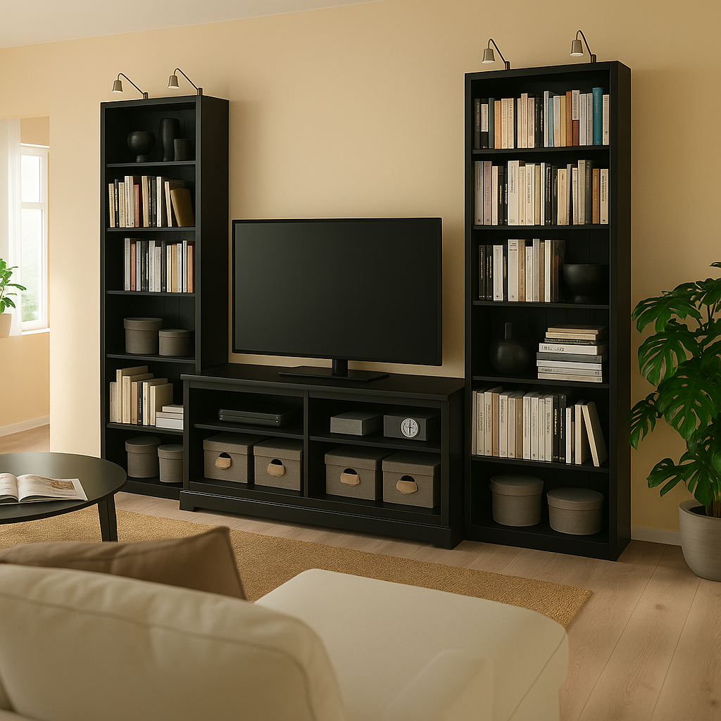 Bibliothèque murale moderne avec TV intégrée