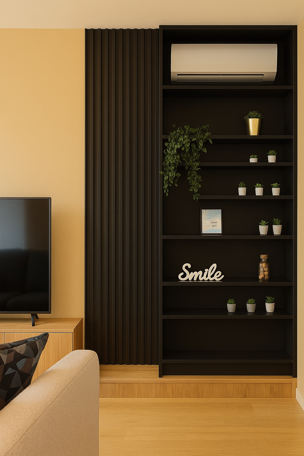 Etagere de coin avec 1m lambris decor