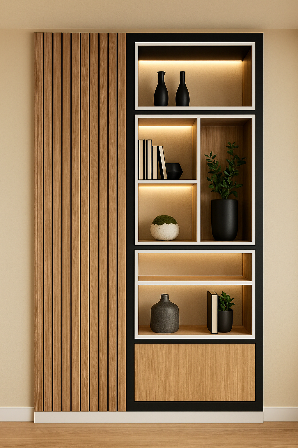 Etagere de coin avec 1M de lambris pvc decor