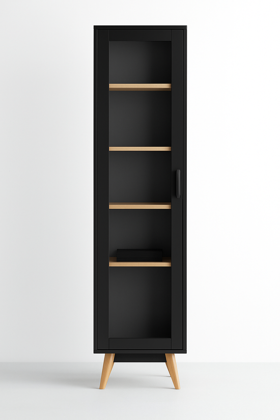 Bibliothèque moderne en bois et verre
