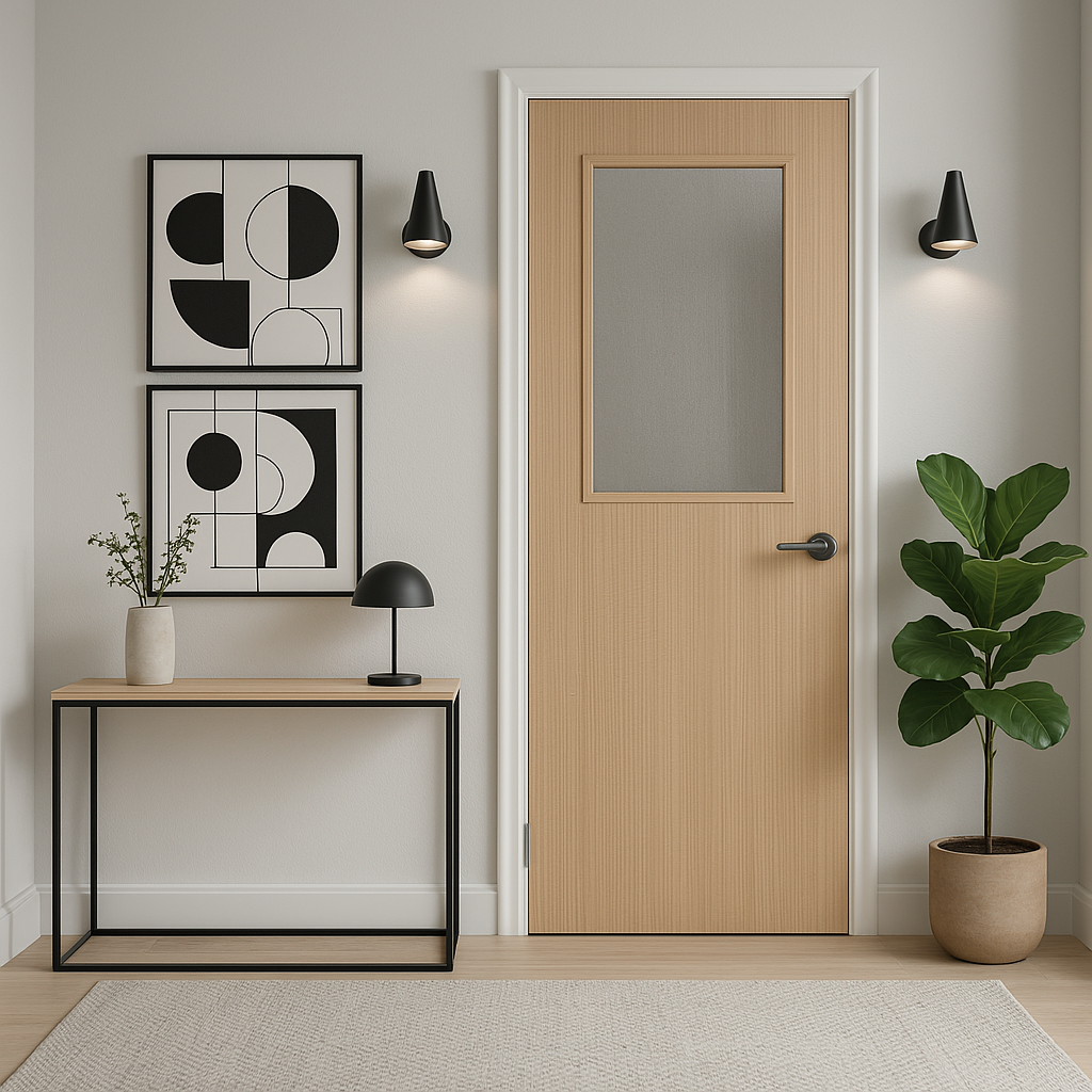 Porte Moderne en Bois avec Vitrage