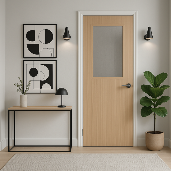 Porte Moderne en Bois avec Vitrage