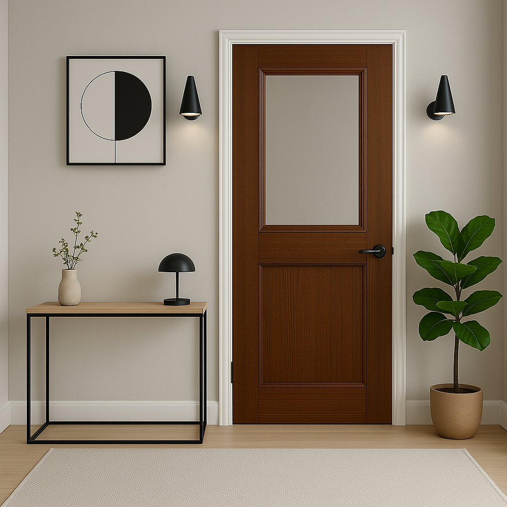 Porte Moderne en Bois avec Vitrage