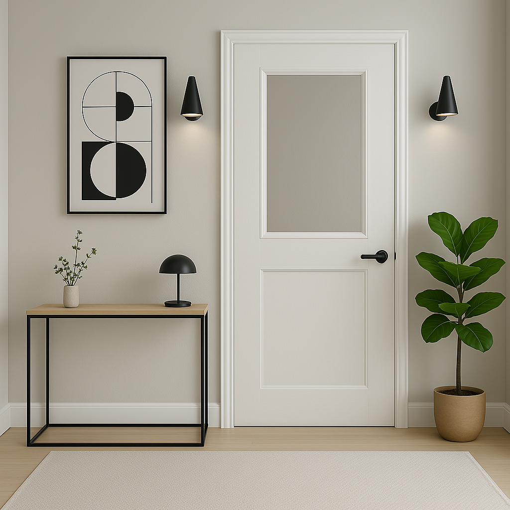 Porte Moderne en Bois avec Vitrage