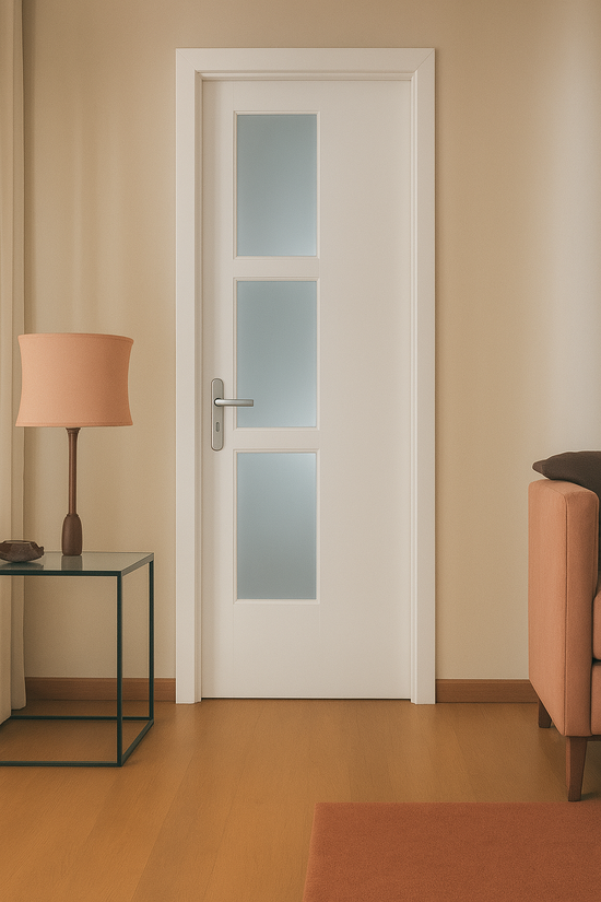 Porte intérieure en bois avec verre