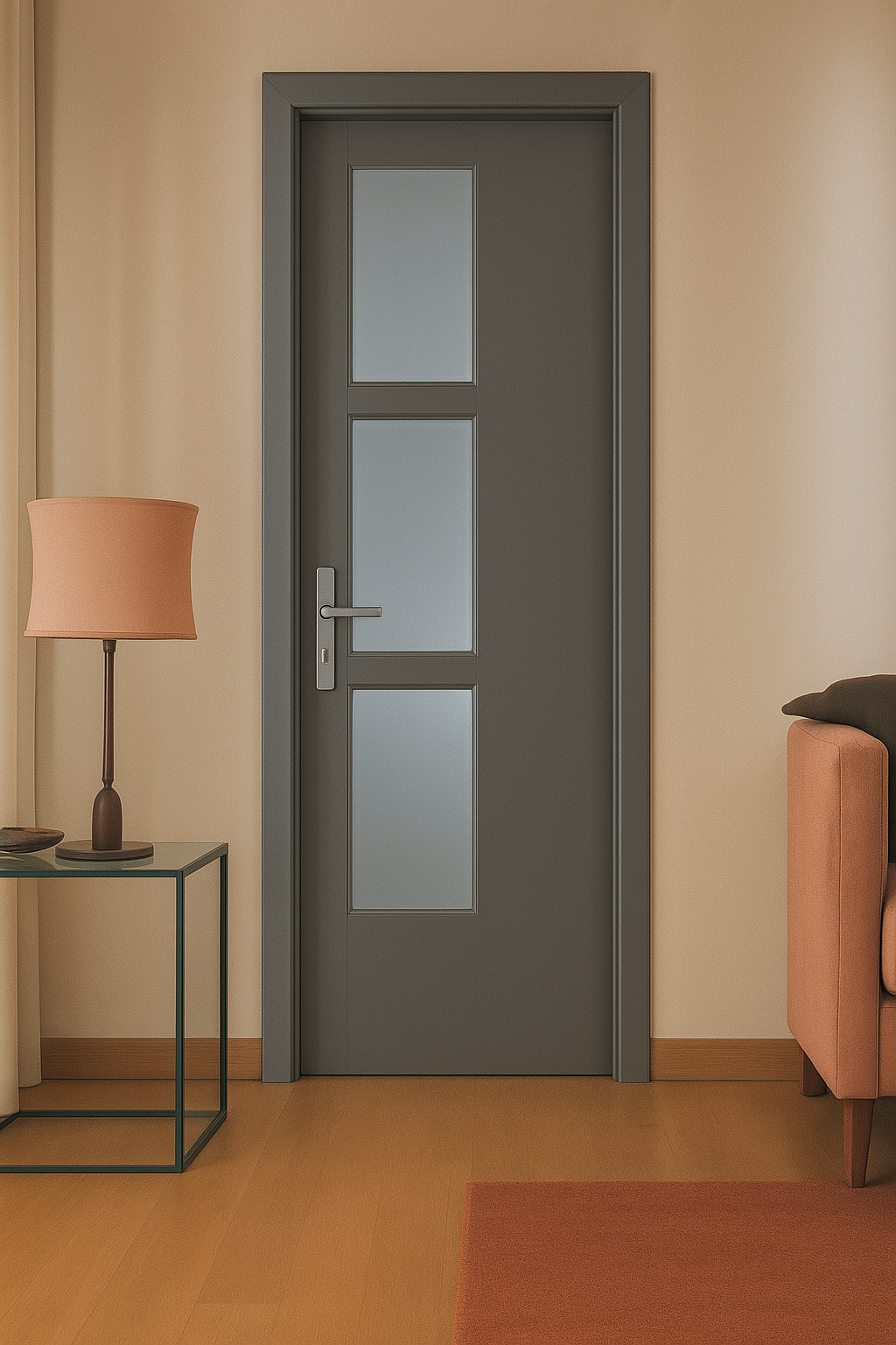 Porte intérieure en bois avec verre