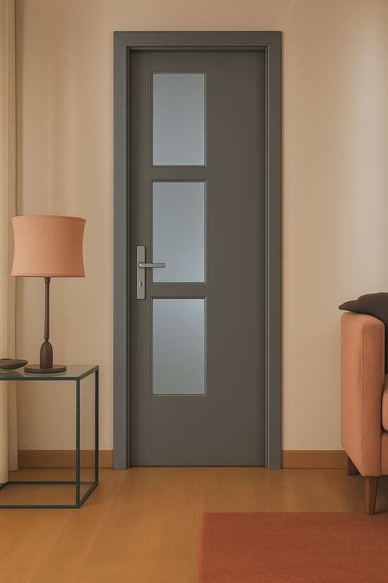 Porte intérieure en bois avec verre