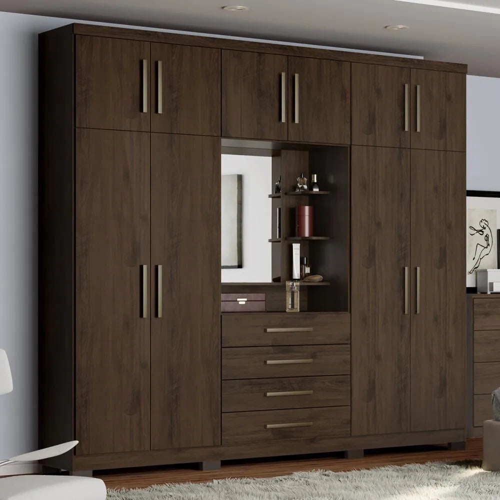 Armoire  04 Portes avec commode 04 tiroirs intégrés