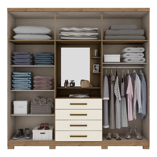 Armoire  04 Portes avec commode 04 tiroirs intégrés