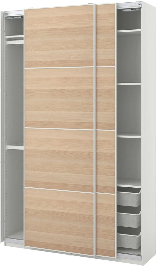 Armoire  2 portes coulissantes avec étagères et penderie