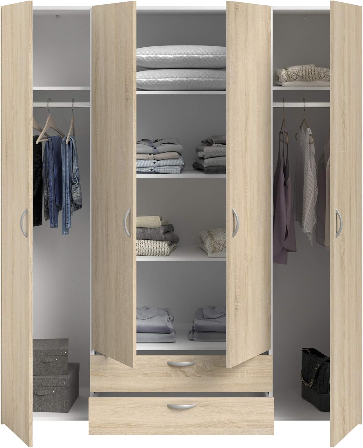 Armoire 4 Portes 2 Tiroirs sur mesure élégante et fonctionnelle