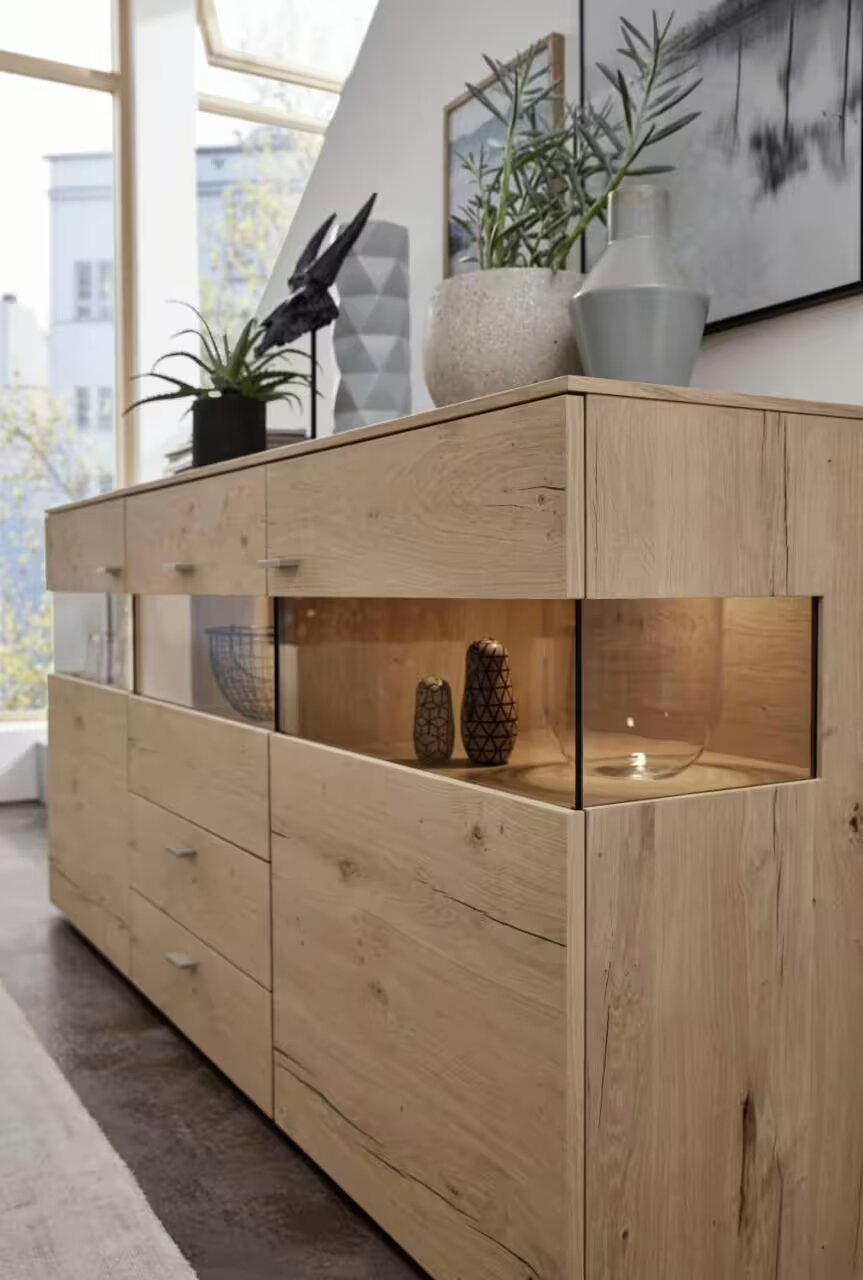buffet vitrine moderne avec eclairage