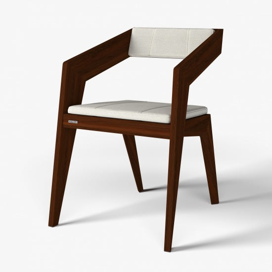 Chaise design en bois avec assise et dossier rembourrés