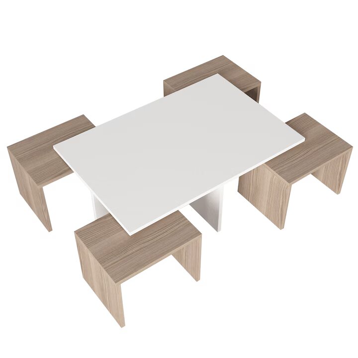 Table basse moderne avec tabourets intégrés